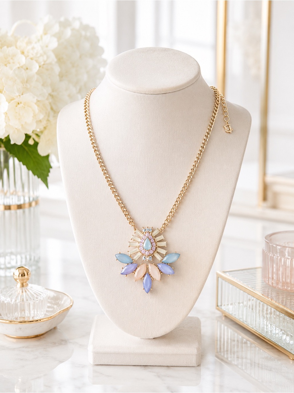 Juicy Couture Boho Statement Necklace Gold Multi Color Pendant NWT